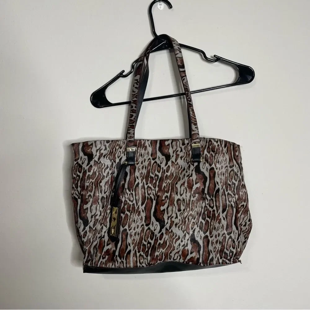Antonio Melani Leopard Print Leather Tote Bag